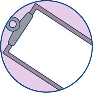 A cartoon clipboard